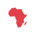 Icon of Africa map in solid block colors of white and red